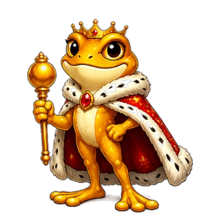 Royal Gold frog skin — golden frog holding a scepter with an ermine cape